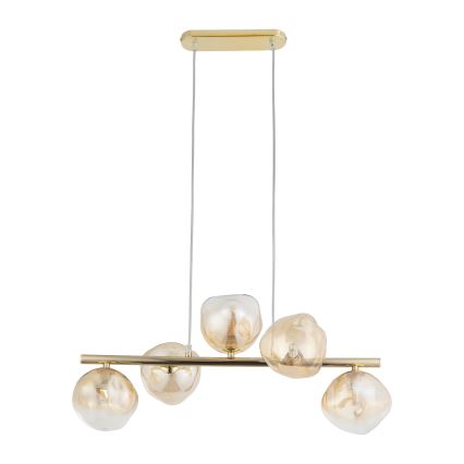 Brilagi - Lámpara colgante con cable VULCANO 5xG9/8W/230V dorada/beige ahumado