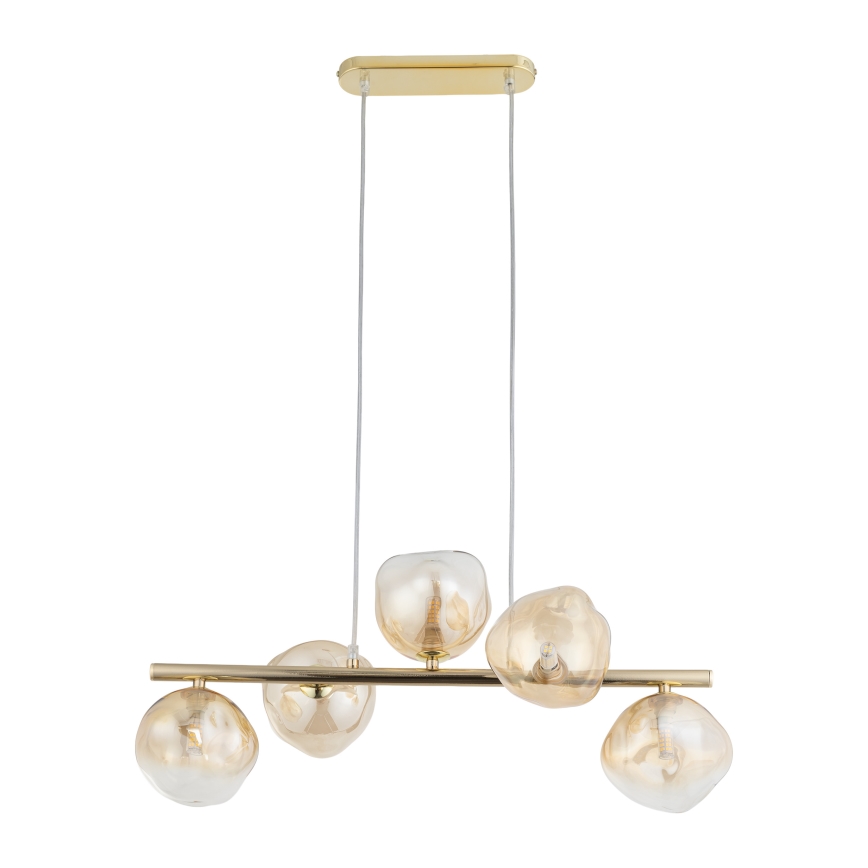 Brilagi - Lámpara colgante con cable VULCANO 5xG9/8W/230V dorada/beige ahumado