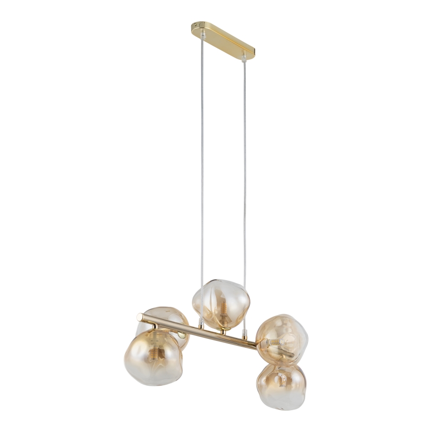 Brilagi - Lámpara colgante con cable VULCANO 5xG9/8W/230V dorada/beige ahumado