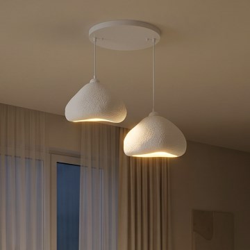 Brilagi - Lámpara colgante con cable WABI SABI 2xE27/40W/230V Ø 45 cm blanca