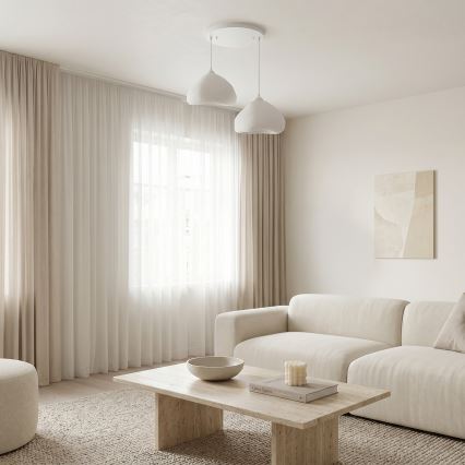Brilagi - Lámpara colgante con cable WABI SABI 2xE27/40W/230V Ø 45 cm blanca