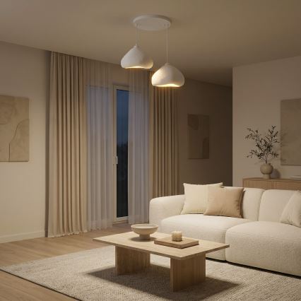 Brilagi - Lámpara colgante con cable WABI SABI 2xE27/40W/230V Ø 45 cm blanca