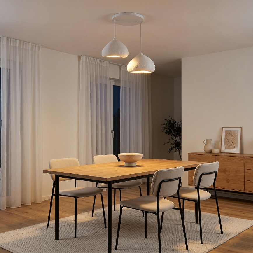Brilagi - Lámpara colgante con cable WABI SABI 2xE27/40W/230V Ø 45 cm blanca