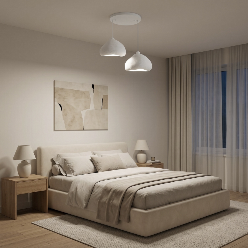 Brilagi - Lámpara colgante con cable WABI SABI 2xE27/40W/230V Ø 45 cm blanca