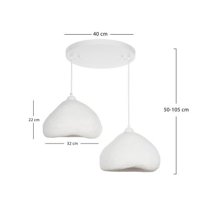 Brilagi - Lámpara colgante con cable WABI SABI 2xE27/40W/230V Ø 45 cm blanca