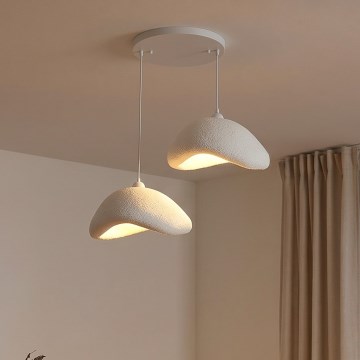 Brilagi - Lámpara colgante con cable WABI SABI 2xE27/40W/230V Ø 74 cm blanca