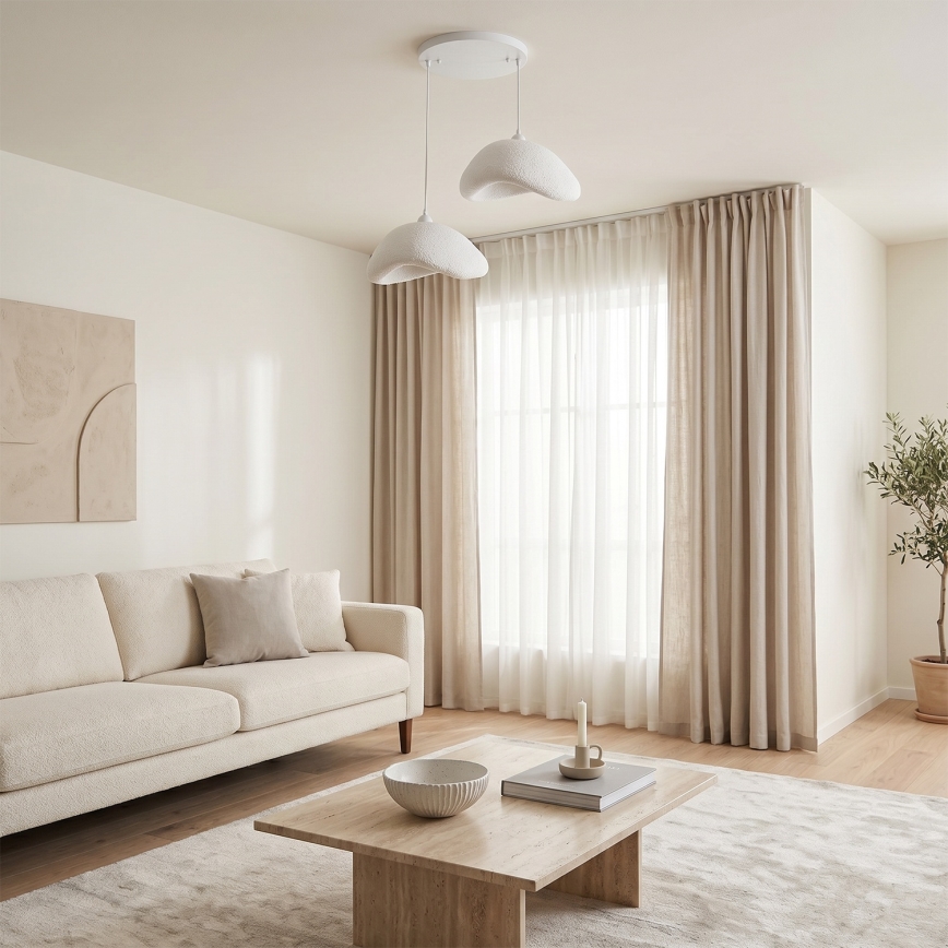 Brilagi - Lámpara colgante con cable WABI SABI 2xE27/40W/230V Ø 74 cm blanca