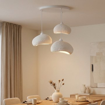 Brilagi - Lámpara colgante con cable WABI SABI 3xE27/40W/230V diámetro 60 cm blanca