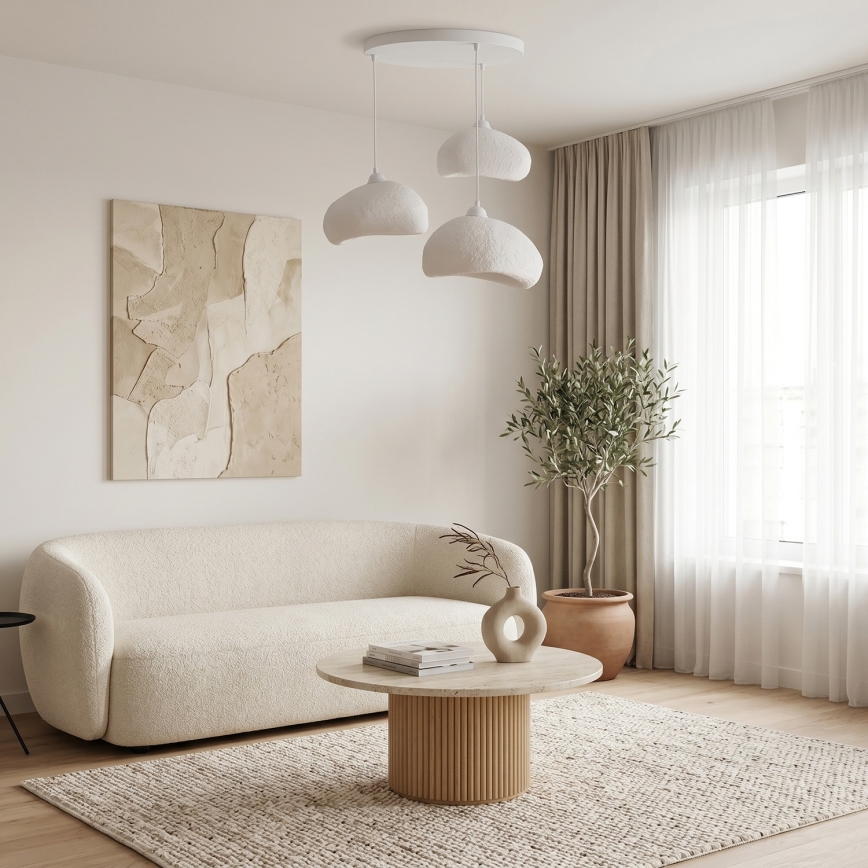 Brilagi - Lámpara colgante con cable WABI SABI 3xE27/40W/230V diámetro 60 cm blanca
