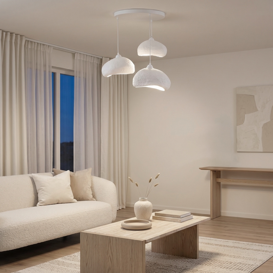 Brilagi - Lámpara colgante con cable WABI SABI 3xE27/40W/230V diámetro 60 cm blanca