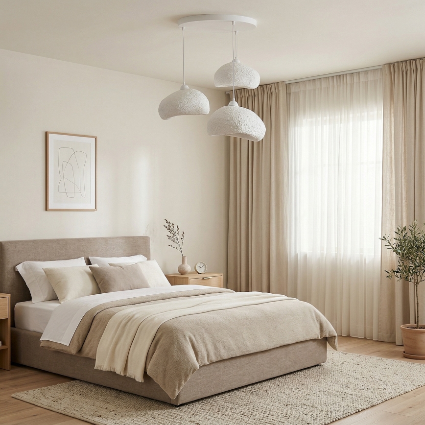 Brilagi - Lámpara colgante con cable WABI SABI 3xE27/40W/230V diámetro 60 cm blanca
