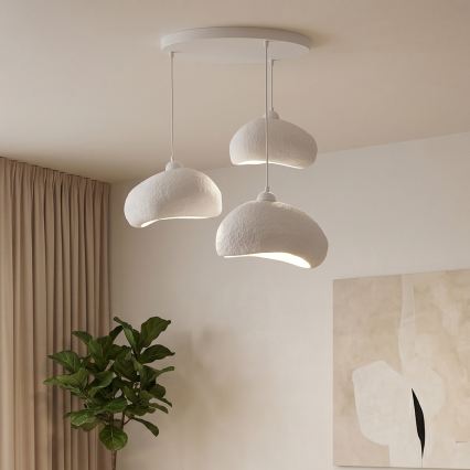 Brilagi - Lámpara colgante con cable WABI SABI 3xE27/40W/230V diámetro 60 cm blanca