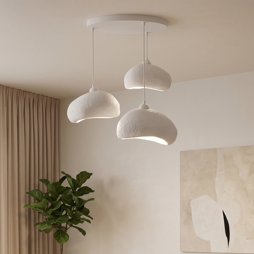 Brilagi - Lámpara colgante con cable WABI SABI 3xE27/40W/230V diámetro 60 cm blanca