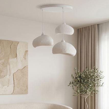 Brilagi - Lámpara colgante con cable WABI SABI 3xE27/40W/230V diámetro 60 cm blanca