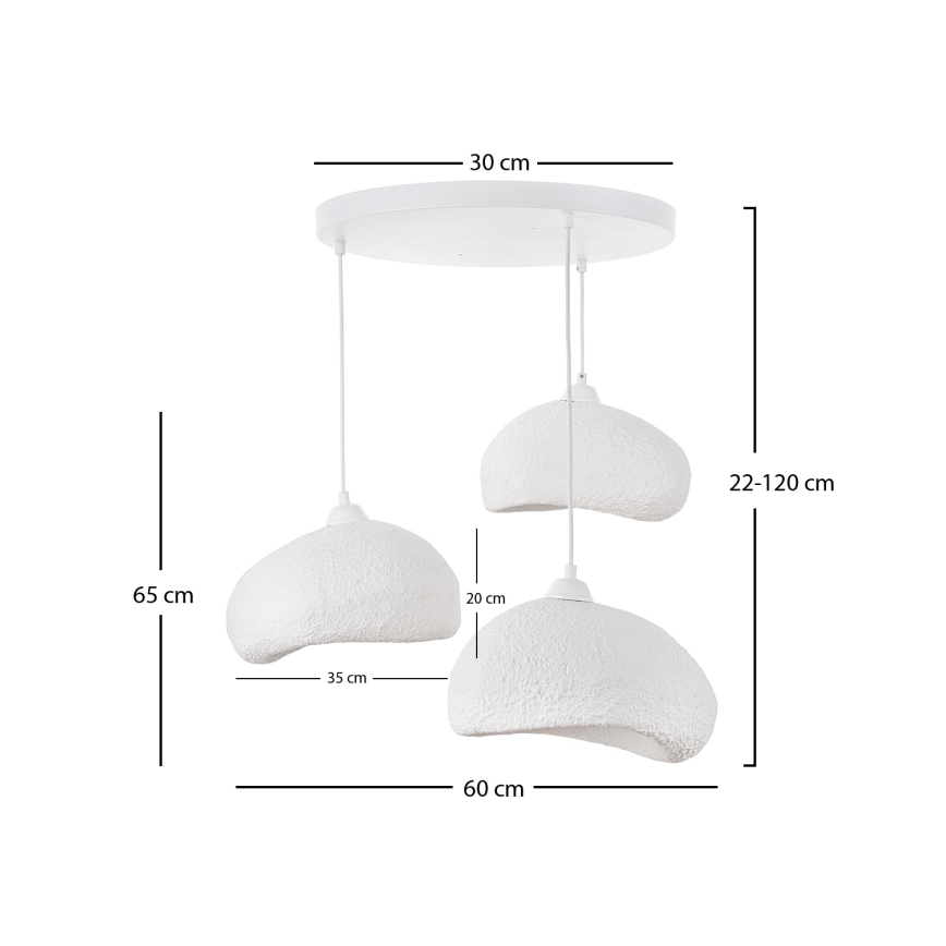 Brilagi - Lámpara colgante con cable WABI SABI 3xE27/40W/230V diámetro 60 cm blanca