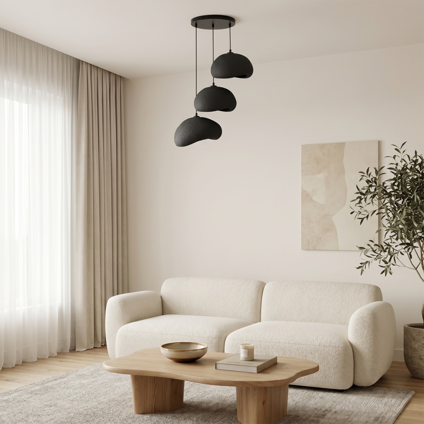 Brilagi - Lámpara colgante con cable WABI SABI 3xE27/40W/230V Ø 60 cm negra