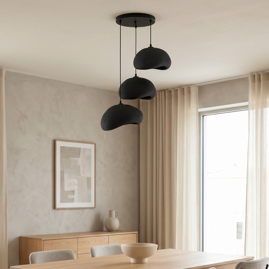 Brilagi - Lámpara colgante con cable WABI SABI 3xE27/40W/230V Ø 60 cm negra