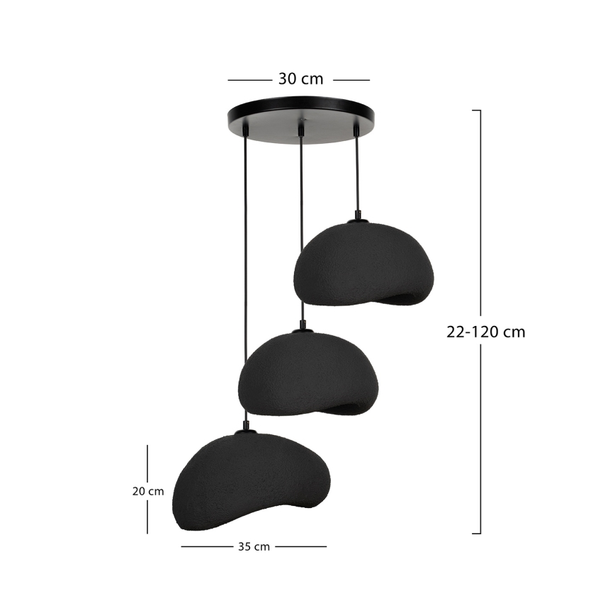 Brilagi - Lámpara colgante con cable WABI SABI 3xE27/40W/230V Ø 60 cm negra