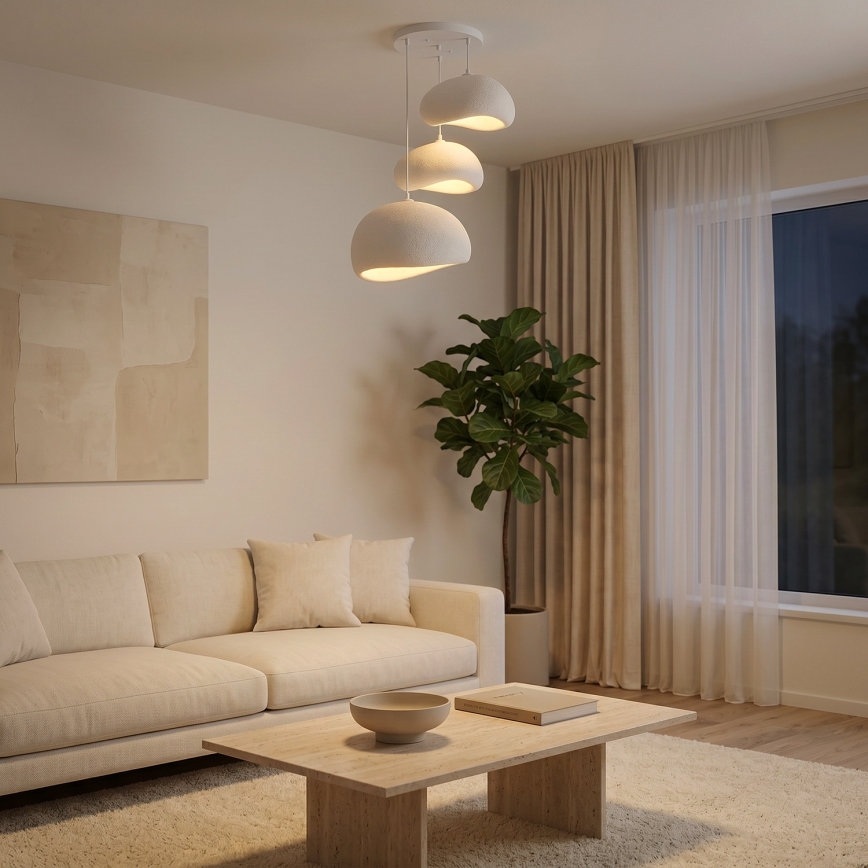 Brilagi - Lámpara colgante con cable WABI SABI 3xE27/40W/230V Ø 76 cm blanca