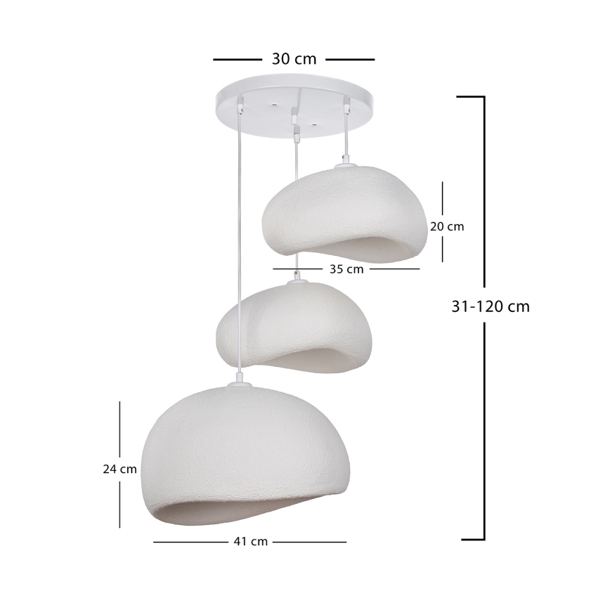 Brilagi - Lámpara colgante con cable WABI SABI 3xE27/40W/230V Ø 76 cm blanca