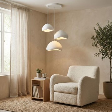 Brilagi - Lámpara colgante con cable WABI SABI 3xE27/40W/230V Ø 82 cm blanca
