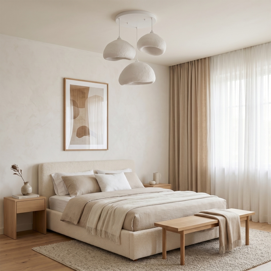 Brilagi - Lámpara colgante con cable WABI SABI 3xE27/40W/230V Ø 82 cm blanca