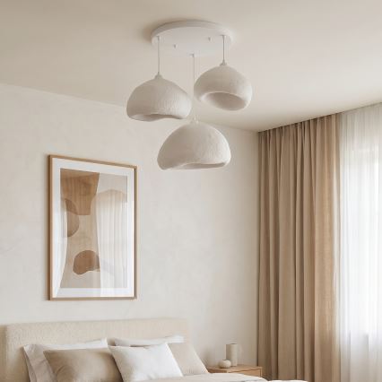 Brilagi - Lámpara colgante con cable WABI SABI 3xE27/40W/230V Ø 82 cm blanca