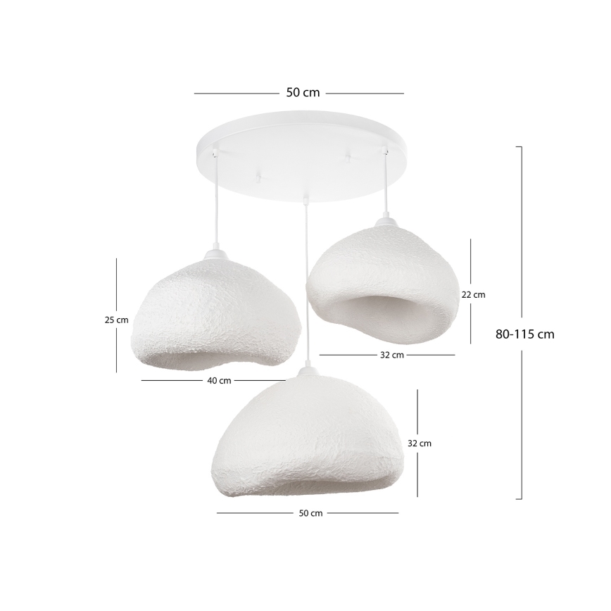 Brilagi - Lámpara colgante con cable WABI SABI 3xE27/40W/230V Ø 82 cm blanca