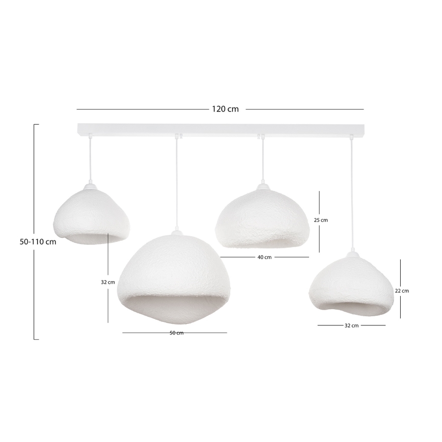 BRILAGI - Lámpara colgante con cable WABI SABI 4xE27/40W/230V blanca