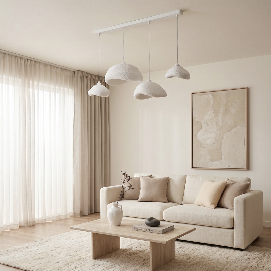 Brilagi - Lámpara colgante con cable WABI SABI 4xE27/40W/230V blanca