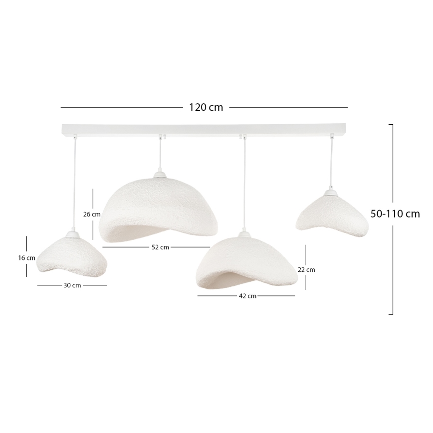 Brilagi - Lámpara colgante con cable WABI SABI 4xE27/40W/230V blanca