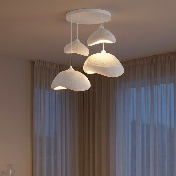 Brilagi - Lámpara colgante con cable WABI SABI 4xE27/40W/230V Ø 90 cm blanca