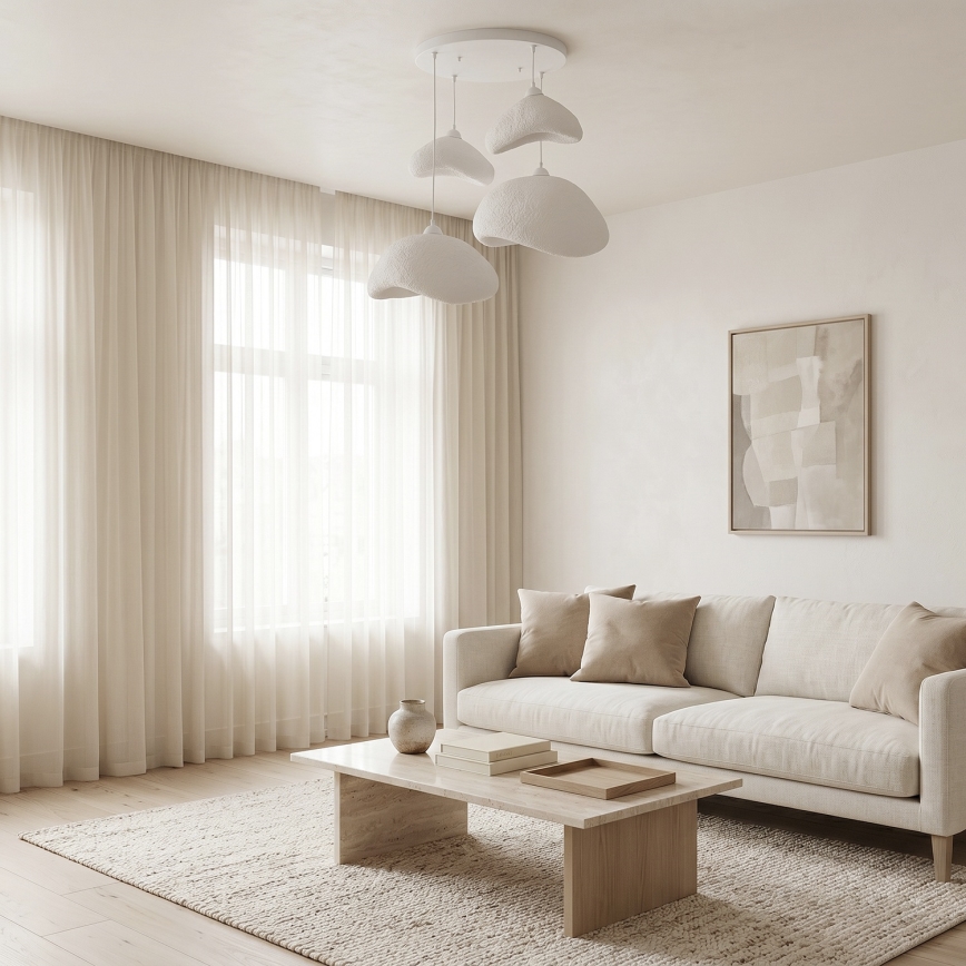 Brilagi - Lámpara colgante con cable WABI SABI 4xE27/40W/230V Ø 90 cm blanca
