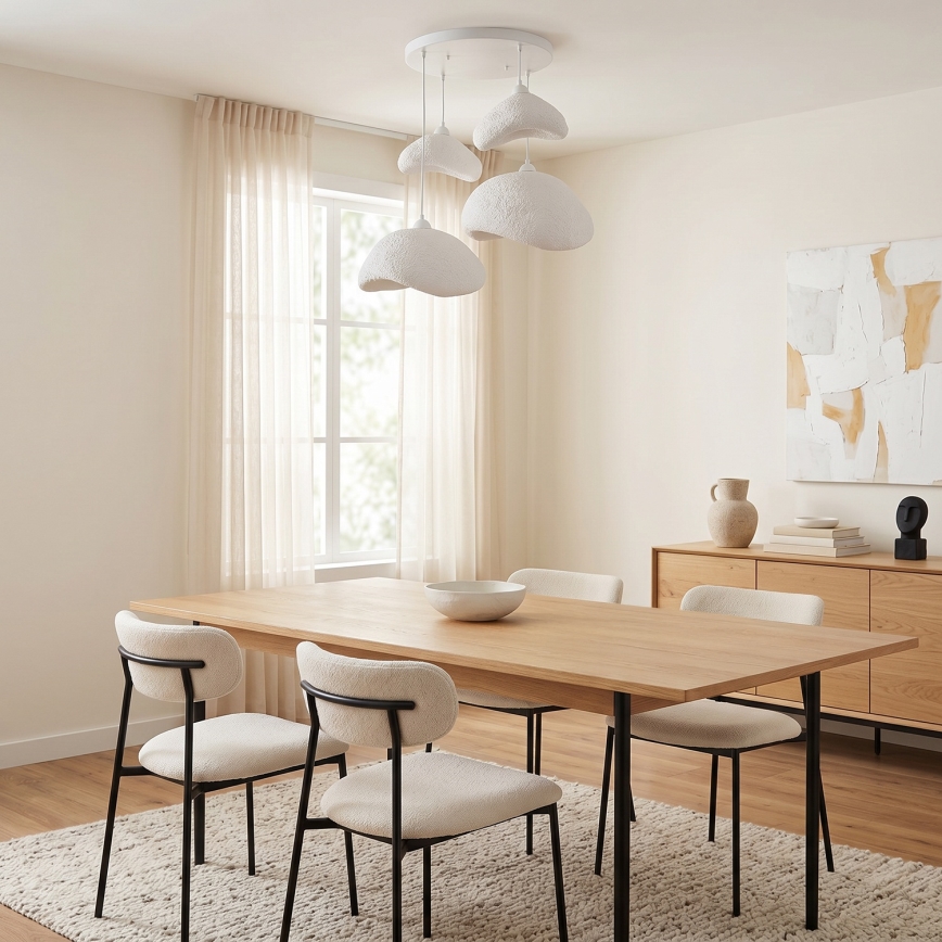 Brilagi - Lámpara colgante con cable WABI SABI 4xE27/40W/230V Ø 90 cm blanca
