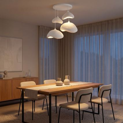 Brilagi - Lámpara colgante con cable WABI SABI 4xE27/40W/230V Ø 90 cm blanca