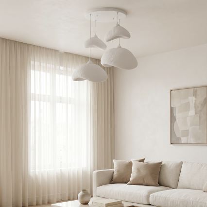 Brilagi - Lámpara colgante con cable WABI SABI 4xE27/40W/230V Ø 90 cm blanca
