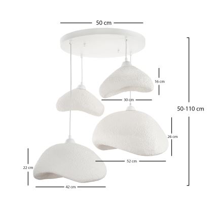 Brilagi - Lámpara colgante con cable WABI SABI 4xE27/40W/230V Ø 90 cm blanca