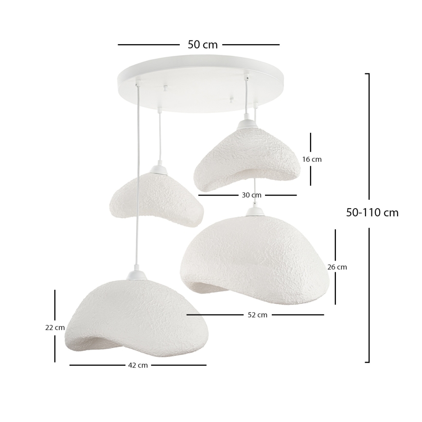 Brilagi - Lámpara colgante con cable WABI SABI 4xE27/40W/230V Ø 90 cm blanca