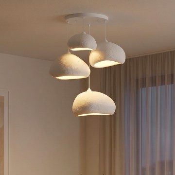 Brilagi - Lámpara colgante con cable WABI SABI 4xE27/40W/230V Ø 95 cm blanca