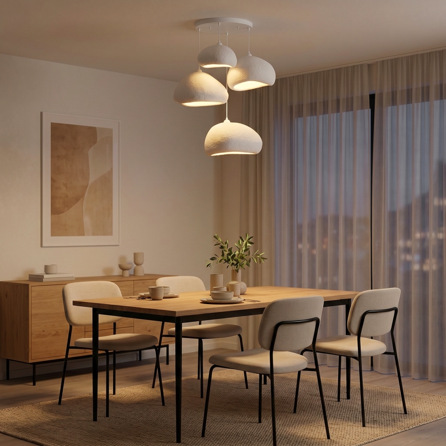 BRILAGI - Lámpara colgante con cable WABI SABI 4xE27/40W/230V Ø 95 cm blanca