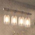 BRILAGI - Lámpara colgante con cable WOOD GLASS 4xE27/60W/230V pino/gris/blanco