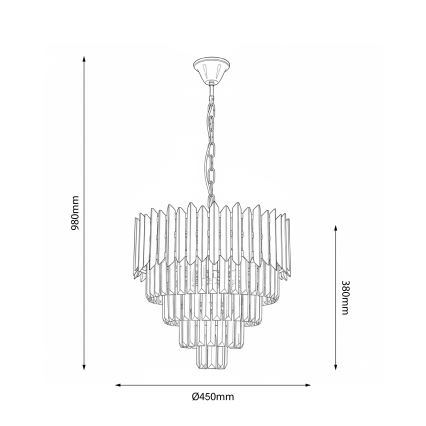 Brilagi - Lámpara colgante con cadena CRISTAL 5xE14/40W/230V diámetro 45 cm
