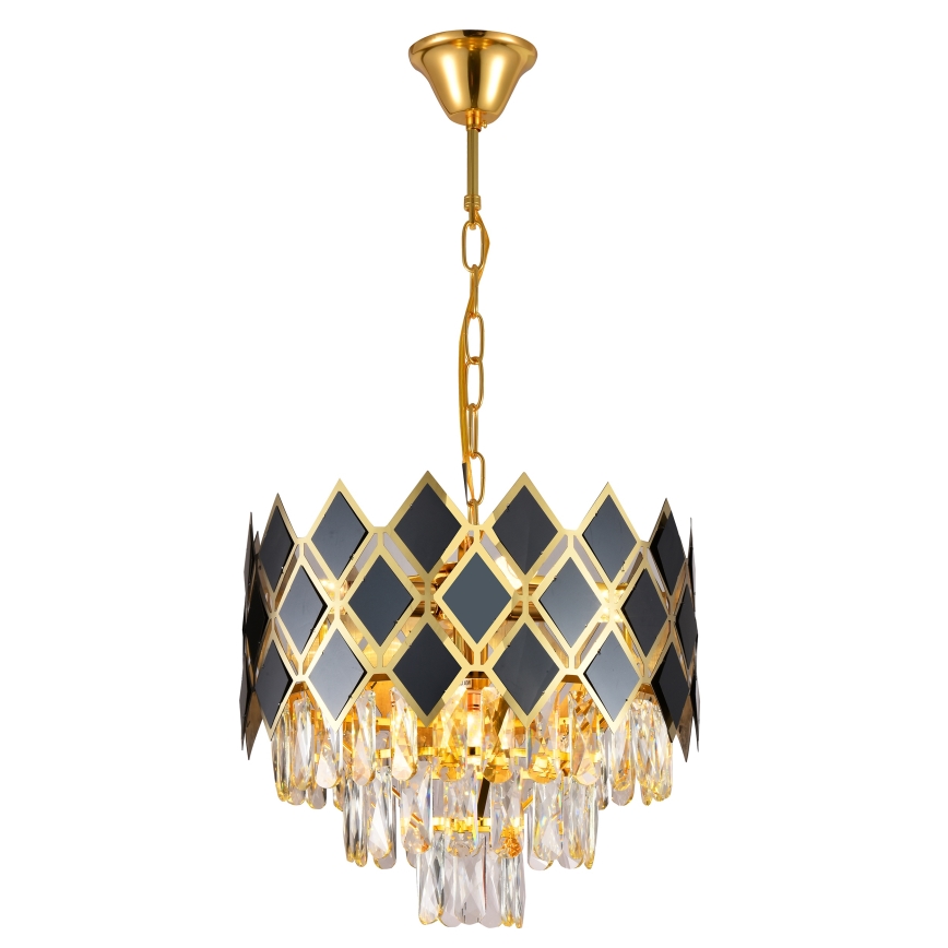 Brilagi - Lámpara colgante con cadena CRISTAL 5xE14/40W/230V Ø 38 cm dorado/negro