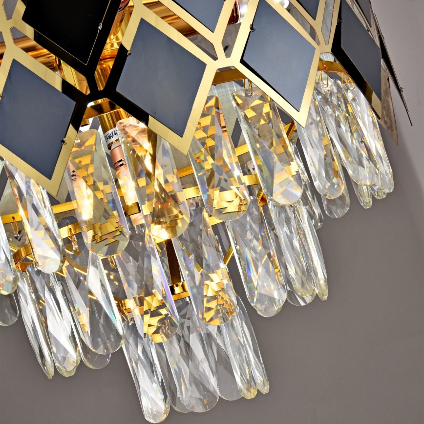 Brilagi - Lámpara colgante con cadena CRISTAL 5xE14/40W/230V Ø 38 cm dorado/negro