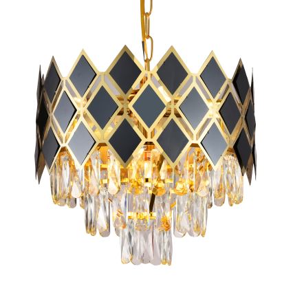 Brilagi - Lámpara colgante con cadena CRISTAL 5xE14/40W/230V Ø 38 cm dorado/negro