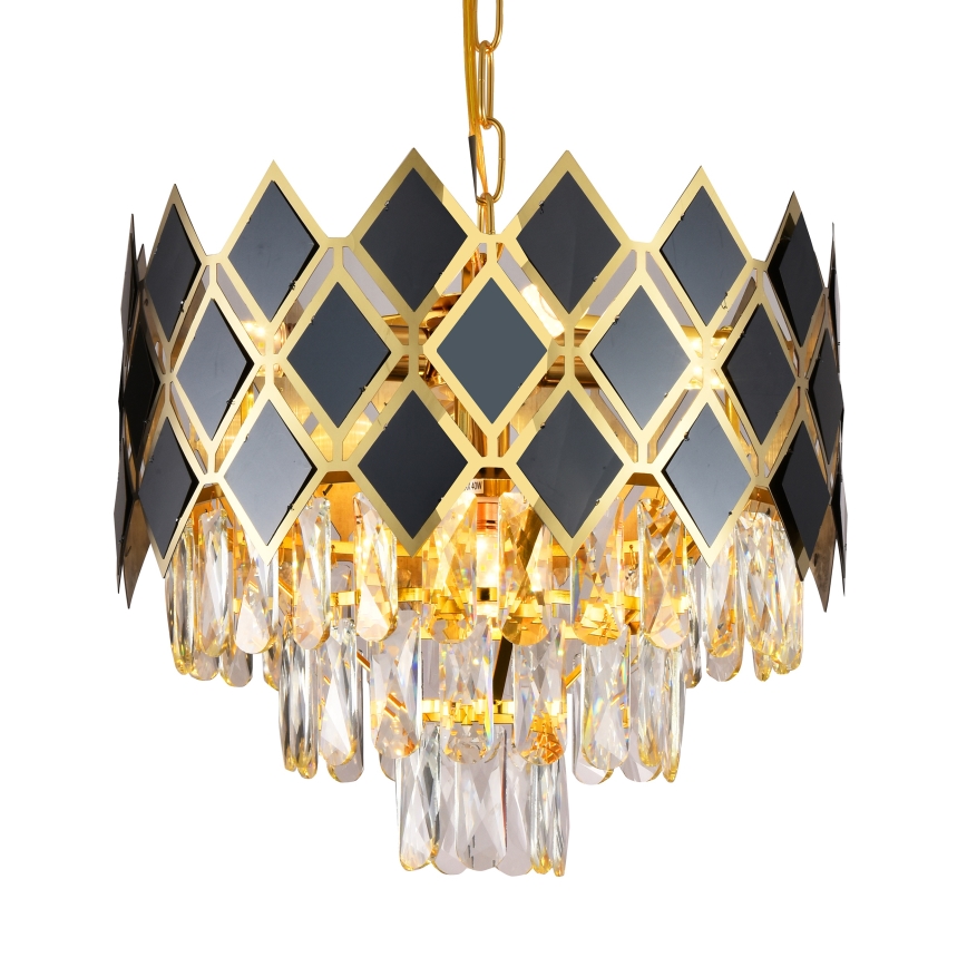 Brilagi - Lámpara colgante con cadena CRISTAL 5xE14/40W/230V Ø 38 cm dorado/negro