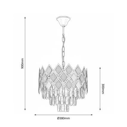 Brilagi - Lámpara colgante con cadena CRISTAL 5xE14/40W/230V Ø 38 cm dorado/negro