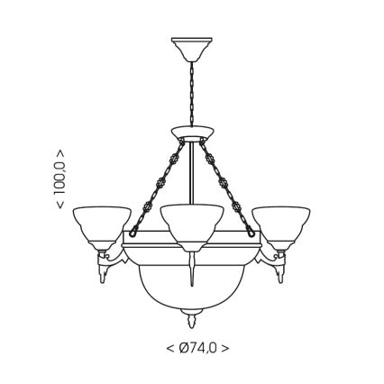 Brilagi - Lámpara colgante con cadena DAHLIA 6xE27/40W/230V diámetro 74 cm latón