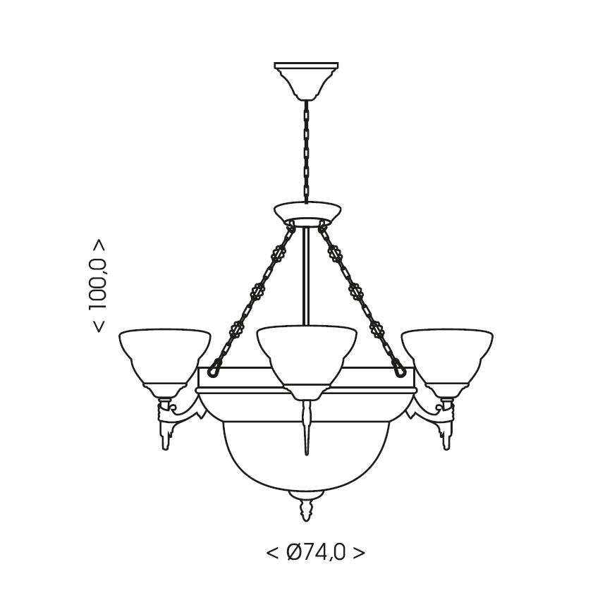 Brilagi - Lámpara colgante con cadena DAHLIA 6xE27/40W/230V diámetro 74 cm latón