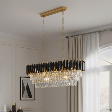 Brilagi - Lámpara colgante con cadena ECLIPSE 10xE14/10W/230V 78x28 cm negro/dorado